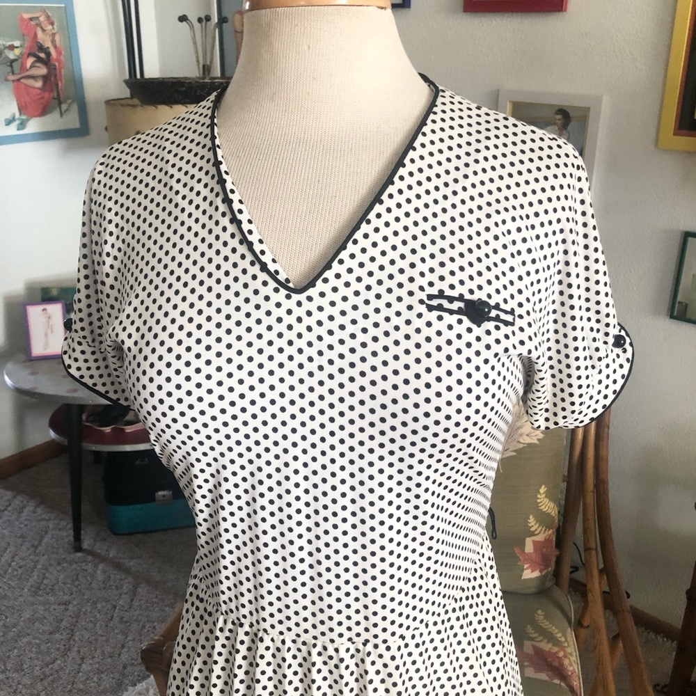 SOLD Vintage 1950s Style Dress Polka Dot Rockabilly - Picture 3 of 5